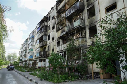 Edificios dañados en la ciudad rusa de Shebekino.