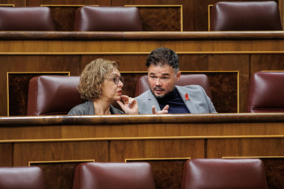 El portavoz de Esquerra Republicana (ERC) en el Congreso, Gabriel Rufián, durante una sesión plenaria en el Congreso de los Diputados.