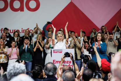 La vicepresidenta segona del Govern central, Yolanda Díaz, diumenge a la presentació de Sumar.