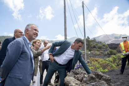 El president del Govern, Pedro Sánchez, va visitar ahir La Palma.