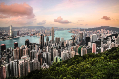 Vista aérea de la ciudad de Hong Kong.