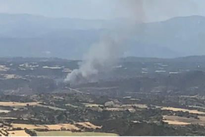 La coluLa columna de fum de l'incendi de Sanaüja (Bombers)