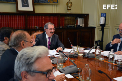 Imatge de l'inici del Ple extraordinari del Consell General del Poder Judicial (CGPJ), presidit per Rafael Mozo.
