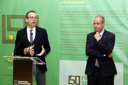 El alcalde de Mollerussa, Marc Solsona, y el director de Fira de Mollerussa, Xavier Roure.