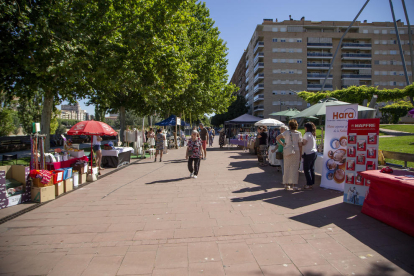 La plaza Blas Infante se convirtió ayer en el centro de la actividad comercial de Cappont con 14 paradas. 