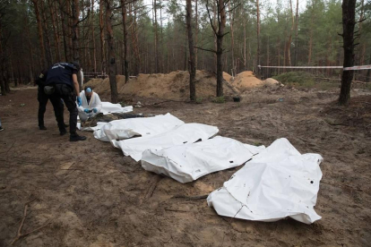 Centenares de tumbas encontradas en Izium en una imagen del Ministerio de Defensa de Ucrania.