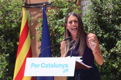 Teresa Jordà, Pere Aragonès i Joan Queralt, ahir en un míting.