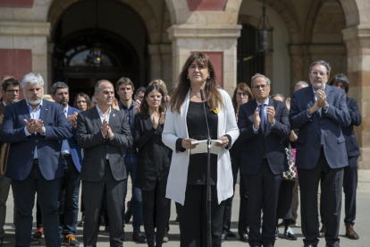 Laura Borràs compareix davant del Parlament després de conèixer-se la condemna el 30 de març.