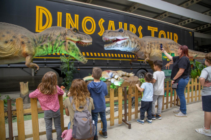 El tiranosaurio rex, la estrella de la exposición itinerante de dinosaurios animatrónicos en el pabellón de la Fira de Lleida. 