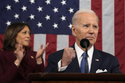 Joe Biden ayer durante su discurso sobre el Estado de la Unión.