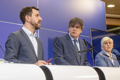 Comín, Puigdemont i Ponsatí dimecres passat després de conèixer-se la sentència del TGUE.