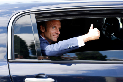 Emmanuel Macron, ayer, confiado en la victoria.