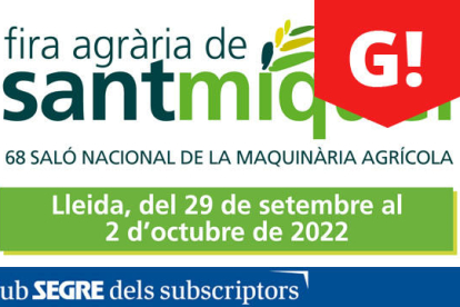 SEGRE us convida a la 68a edició de la Fira Agrària de Sant Miquel, del 29 de setembre al 2 d'octubre a Fira de Lleida.