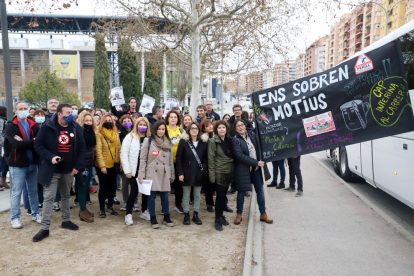 Manifestación de docentes que se dirigían a Barcelona, el pasado marzo.