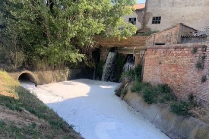 Estudien la procedència d'una capa d'espuma blanca al canal de Pinyana al seu pas per Lleida