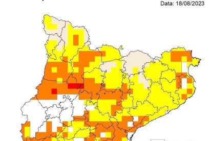 Mapa del peligro de incendio para este viernes 18 de agosto.