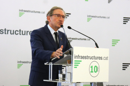 El conseller Giró, ahir a l’acte de celebració del desè aniversari d’Infraestructures.cat.