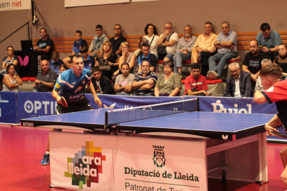 Marc Duran, en uno de sus dos duelos de ayer, en el que el Borges acabó empatando ante L’Escala.