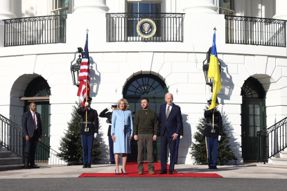 Volodímir Zelenski en Washington junto a Joe Biden y su esposa.