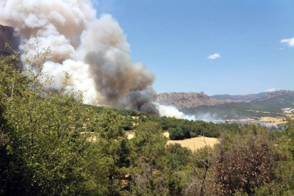 L'incendi forestal de Peramola ja ha cremat unes 77 hectàrees, segons dades provisionals dels Agents Rurals