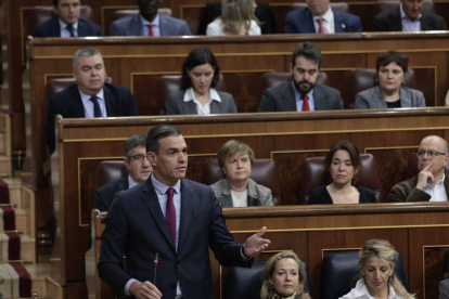 El president espanyol, Pedro Sánchez, a la sessió de control al Congrés.