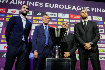 Jasikevicius, Satoransky, Chus Mateo y Musa, en la rueda de prensa.