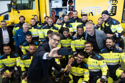 Bolaños ayer en la Palma con efectivos de la EIRIF.