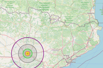 Mapa de la destrucció generada per l'impacte d'un asteroide de la mida de Dimorphos sobre Lleida.