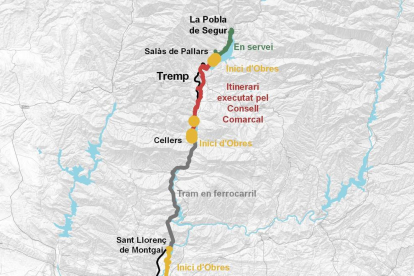 Mapa de la ruta cicloturística dels Llacs .