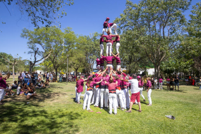 Els Castellers de Lleida, el mes d’agost passat a Alpicat.