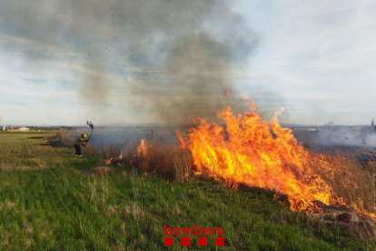 Un efectivo del EPAF luchando contra las llamas. 