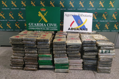 Imagen de archivo de 620 kg de cocaína decomisados en Lleida.