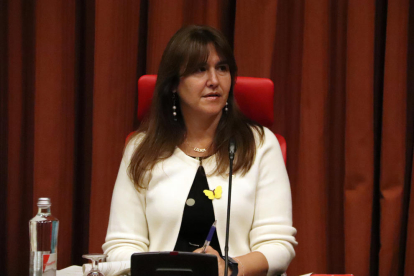 La presidenta del Parlamento, Laura Borràs, a la reunión de la Junta de Portavoces.
