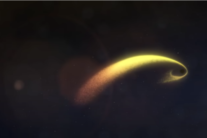 Frame del vídeo de la NASA que mostra com el forat negre engoleix l'estrella.