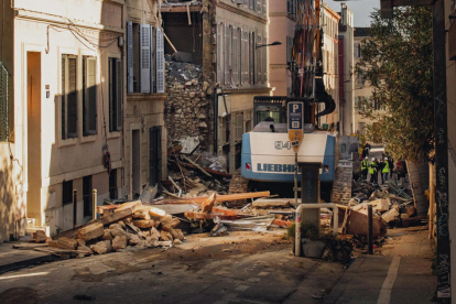 Zona del edificio derrumado en Marsella.