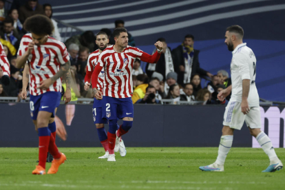 Giménez celebra el gol que donava el triomf momentani a l’Atlètic.