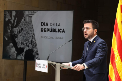 Aragonès, en el seu discurs ahir a la Generalitat amb motiu del Dia de la República.