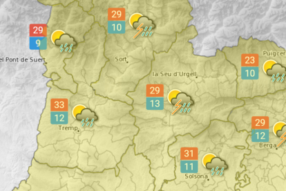 Pluges i tempestes avui a la província de Lleida