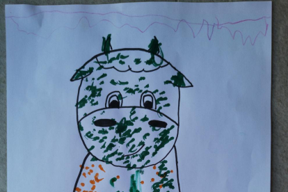 El dibuix de l'Èric Amado, de 4 anys, que ha resultat guanyador de la present edició del concurs 'La vaca de l'Esbaiola't'.