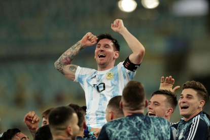 Messi celebra la victoria contra Brasil en la final de la Copa América el pasado fin de semana.