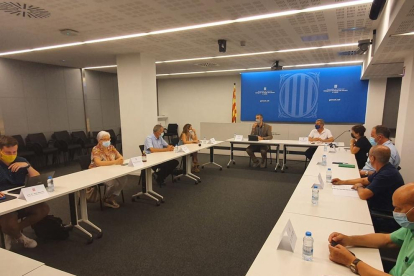 La reunión que mantuvo ayer el delegado con alcaldes de Lleida. 
