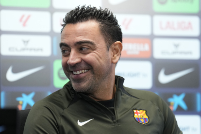 Xavi, durant la roda de premsa d’ahir, prèvia al partit davant de l’Athletic, demà a Montjuïc.