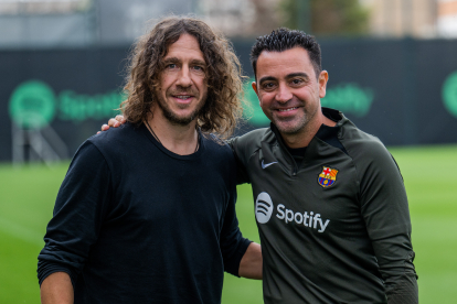 Puyol i Xavi, a les instal·lacions de la Ciutat Esportiva blaugrana.