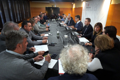 La reunió de la Mancomunitat de Pinyana ahir a la Paeria.