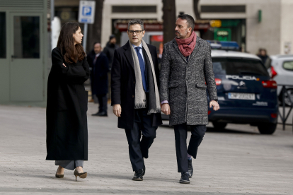 El ministre Félix Bolaños, ahir en l’arribada a l’Audiència Nacional per reunir-se amb el president.