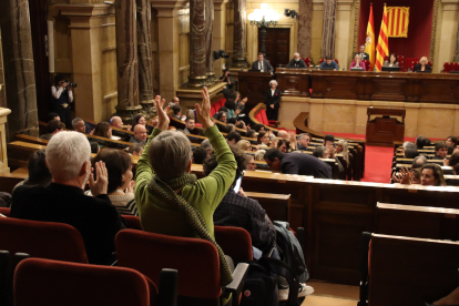 Moment després de la votació ahir al Parlament.