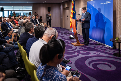 L’expresident de la Generalitat Carles Puigdemont, en una compareixença a Brussel·les al setembre.