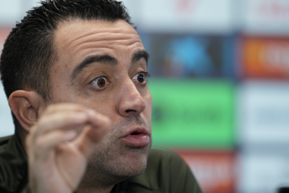 Xavi Hernández, ahir durant la roda de premsa que va fer prèvia al partit d’avui davant de l’Alabès.