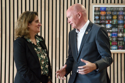 Teresa Ribera i David Mascort es van reunir ahir a Barcelona.