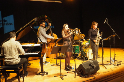 La trombonista Alba Pujals, al capdavant d’un quintet a Lleida.
